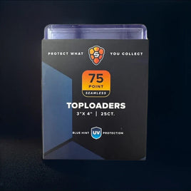 Shellz Seamless Premium Toploaders 75PT Single Frame - Blue UV 25 Ct